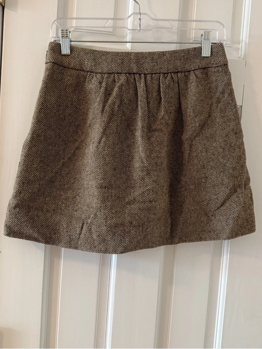 J. CREW Women’s Light Brown 100% Wool Side Pocket Mini Skirt Size 0